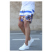 Madmext Striped Patterned Blue Marine Shorts 2953