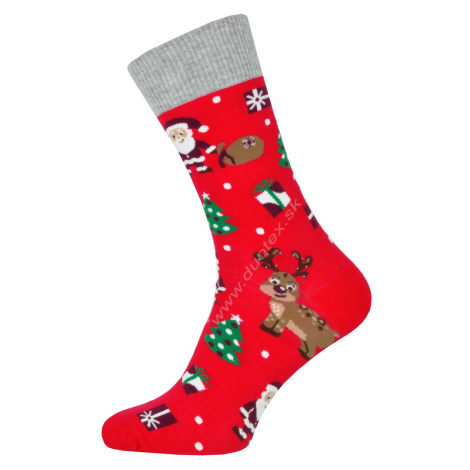 STEVEN Vianočné ponožky Steven-136-128 KL128-červená