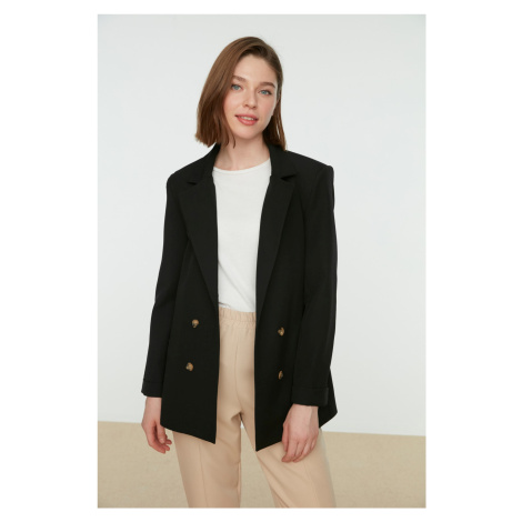 Trendyol Black Double Button Lined Blazer Woven Jacket