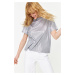 Trendyol Silver Foil Printed Regular/Normal Pattern Knitted Blouse