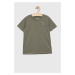 Obojstranné bavlnené tričko Guess zelená farba, jednofarebný