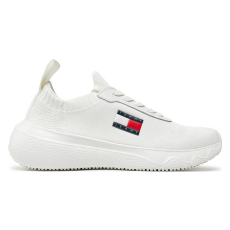 Tommy Jeans Sneakersy Tjw Knit Runner EN0EN02564 Écru Tommy Hilfiger