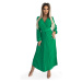 Pleated midi dress with neckline, long sleeves and wide belt Numoco