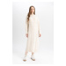 DEFACTO Regular Fit Crew Neck Hair Knitted Basic Plain Long Sleeve Maxi Sweater Dress