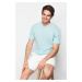 Trendyol Limited Edition Basic Mint Relaxed Knitwear Tape Textured Pique T-Shirt