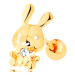 Piercing do ucha zo žltého 14K zlata - ligotavý zajačik s čírym zirkónom