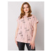 Dusty pink plus size cotton blouse with inscriptions