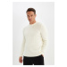 DEFACTO Ecru Standard Fit Regular Cut Crew Neck Waffle Textured Knitwear Sweater