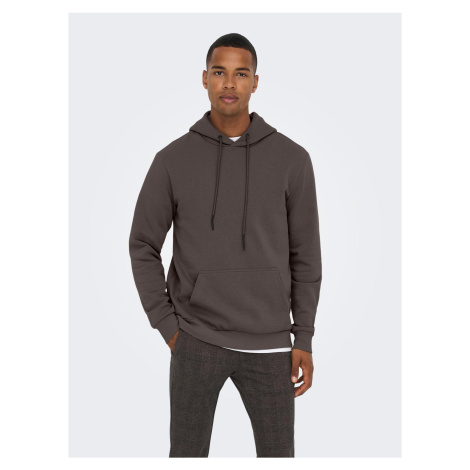 Dark brown men's basic hoodie ONLY & SONS Ceres - Men's