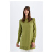 DEFACTO Regular Fit Crew Neck Slit Basic Plain Knitwear Sweater Tunic