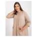 Dark beige plus size minidress with 3/4 sleeves by Dalenne