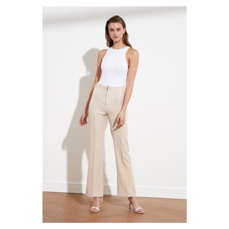 Trendyol Stone Zipper Detail Ribbed Stitched Pants