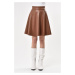 88854 Dewberry Flared Faux Leather Skirt-TABA