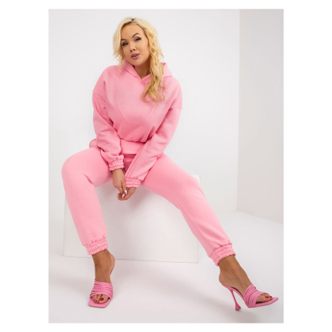 Pink basic tracksuit plus sizes with trousers