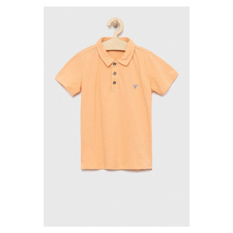 Detská bavlenná polokošeľa Guess oranžová farba, jednofarebný