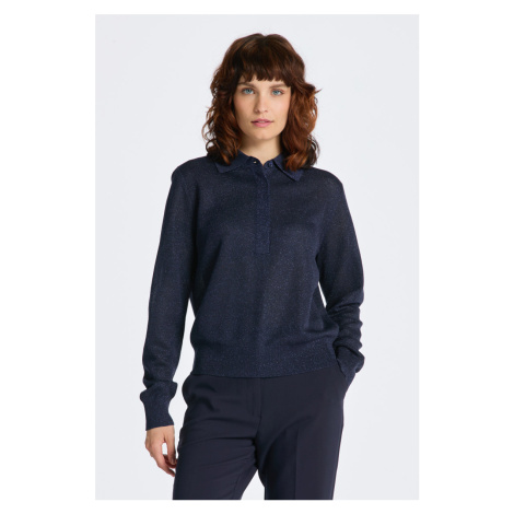 SVETER GANT METALLIC LS POLO EVENING BLUE