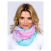 Blue and pink airy ombre scarf with motif