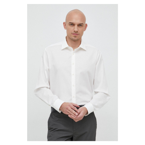 Bavlnená košeľa Seidensticker Shaped pánska, béžová farba, slim, s klasickým golierom, 01.021000