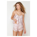 Trendyol Powder Satin Heart Lace Detailed Rope Strap Woven Pajama Set