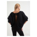 Cool & Sexy Women's Black Backless Bat Sleeve Sweatshirt B161