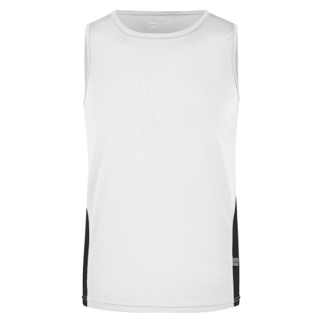James & Nicholson Pánske športové tričko bez rukávov JN305 - Biela / čierna