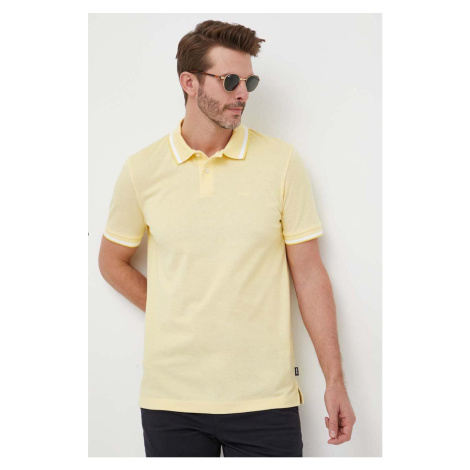 Bavlnené polo tričko BOSS žltá farba, melanžové Hugo Boss