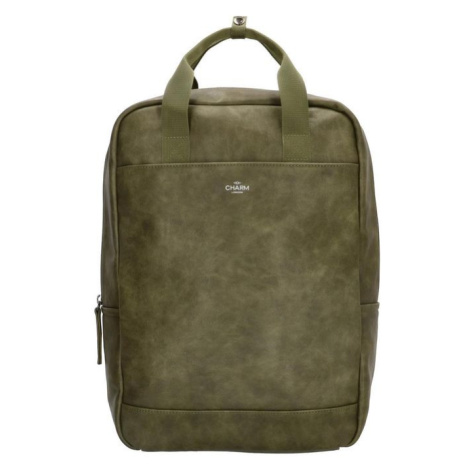 Charm London Zelený vodeodolný kožený ruksak „Wonder“ 11L