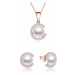 Beneto Pozlátená súprava šperkov zo striebra s pravými perlami AGSET285P-ROSE (náhrdelník, náušn