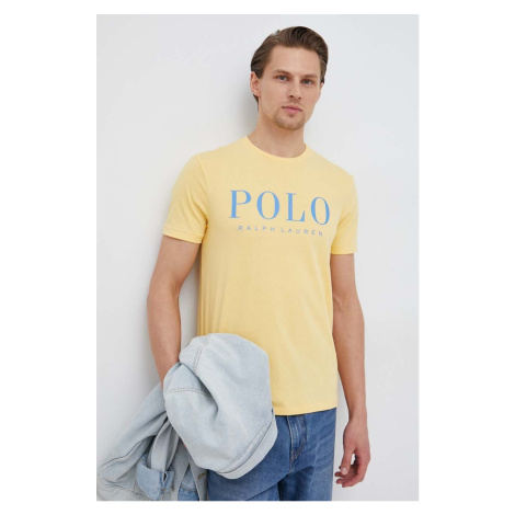 Bavlnené tričko Polo Ralph Lauren žltá farba, s potlačou