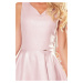 Pudrově růžové dámské rozšířené šaty s a s výstřihem ve tvaru srdce model 17055603 - numoco Možn