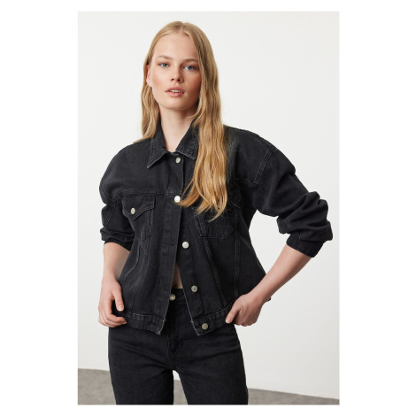 Trendyol Black Belt Detailed Denim Jacket