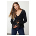 Trendyol Black Tulle Detailed Knitwear Cardigan