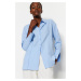 Trendyol Light Blue Rib Detailed Woven Shirt