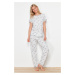 Trendyol White Galaxy Patterned Knitted Pajamas Set