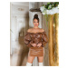 Sexy Koucla leahter look Off Shoulder Top brown Einheitsgroesse