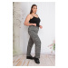 Şans Women's Plus Size Anthracite Elastic Waistline Melange Sports Trousers