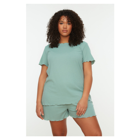 Trendyol Curve Mint Knitted Pajamas Set