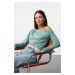 Trendyol Mint Asymmetrical Collar Flowy Stretchy Knitted Blouse