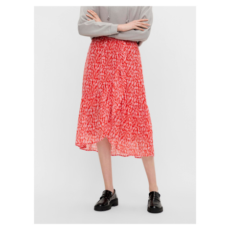 Red Patterned Midi Skirt Pieces Rio - Women