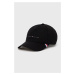 Bavlnená čiapka Tommy Hilfiger 1985 čierna farba, s nášivkou