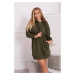 Insulated dress with a hood in khaki color