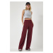 Happiness İstanbul Women's Burgundy High Waist Stretchy Tracksuit Pants