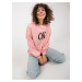 Light pink loose hoodie with inscription