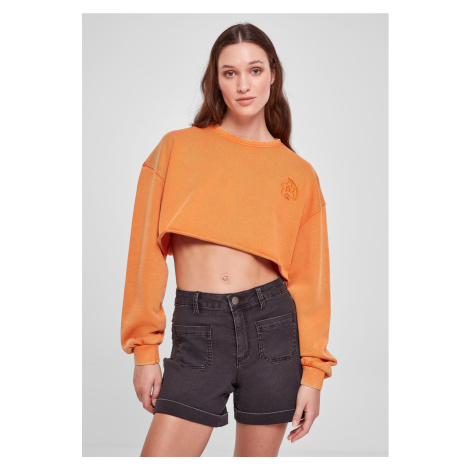 Women's Cropped Floral Embroidery Terry Crewneck vintageorange Urban Classics