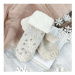 Béžové teplé rukavice s perlami a kamienkami pre dámy