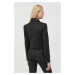 Vlnená bunda Luisa Spagnoli čierna farba, dvojradové, jednofarebné