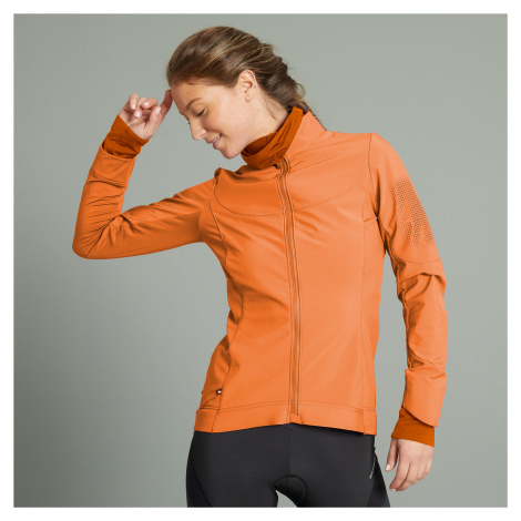 Dámska zimná bunda na horskú cyklistiku oranžová ROCKRIDER