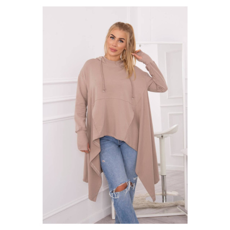 Blouse flared at the bottom dark beige