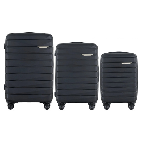 ČIERNA 3DIELNA SADA KUFROV WINGS MUR01 3, SET OF 3 WINGS POLIPROPYLEN SUITCASES L,M,S BLACK