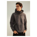 Trendyol Limited Edition Anthracite Regular Cut Geometric Print Fleece Sweatshirt